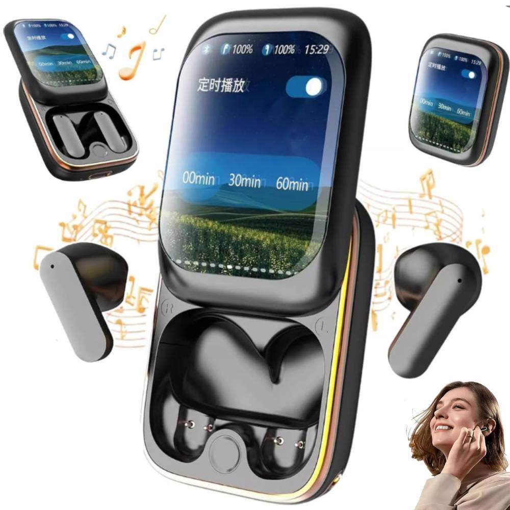 Bluetooth Wireless Music/Game Headset Full-Color Touch Screen Slider Earphones