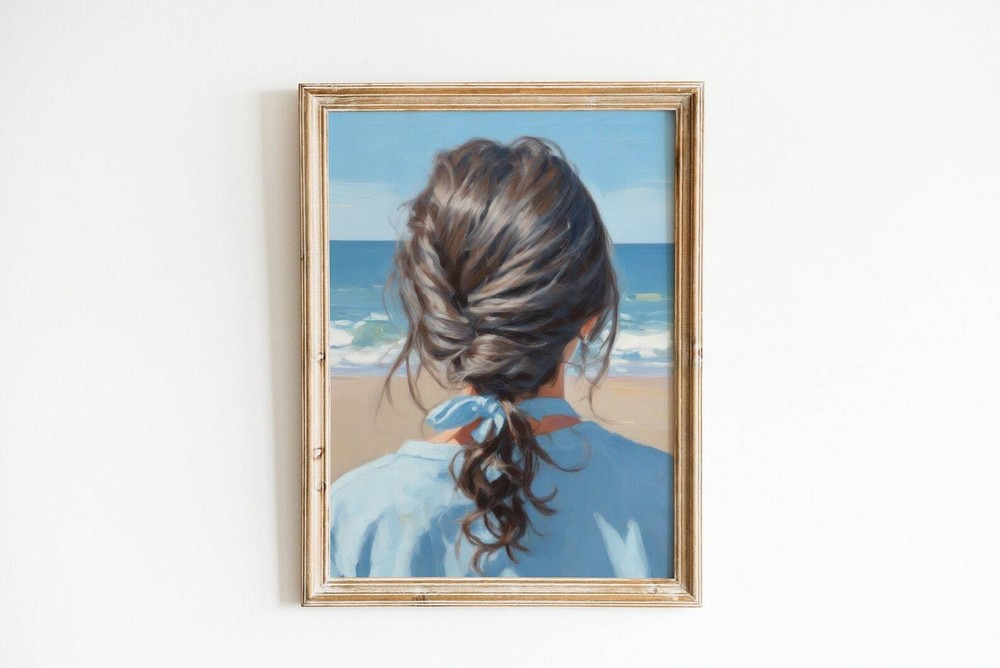 Blue Beach Painting Coastal Apartment Decor Girly Gallery Wall Printable
