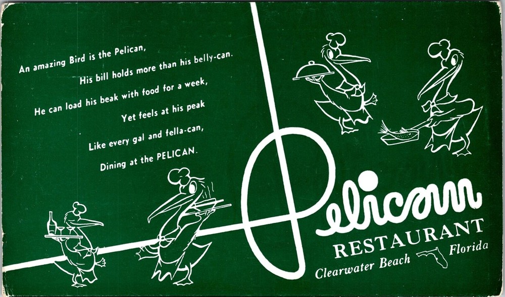 Clearwater Beach FL-Florida, Pelican Restaurant, Vintage Postcard
