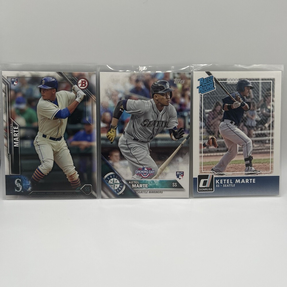 Ketel Marte Rookie Card Lot (3) Topps Bowman Panini Donruss Rated Rookie (RC)