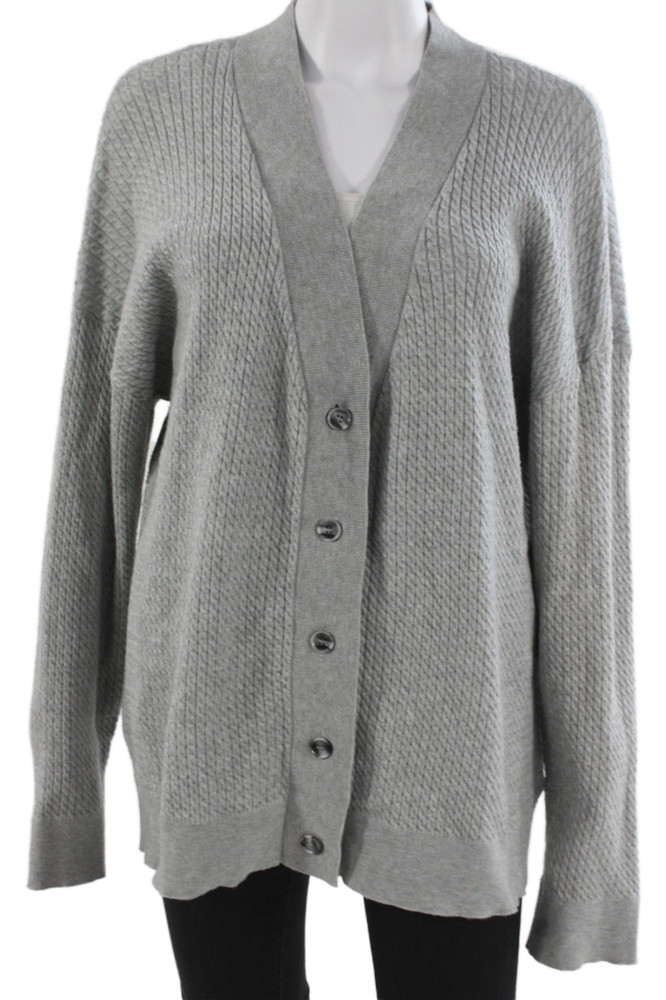 We Wore What Womens Cardigan Gray V-Neck Long Sleeve Size MFree Shipping in US $100+ Orders | $6.95 Orders Below
