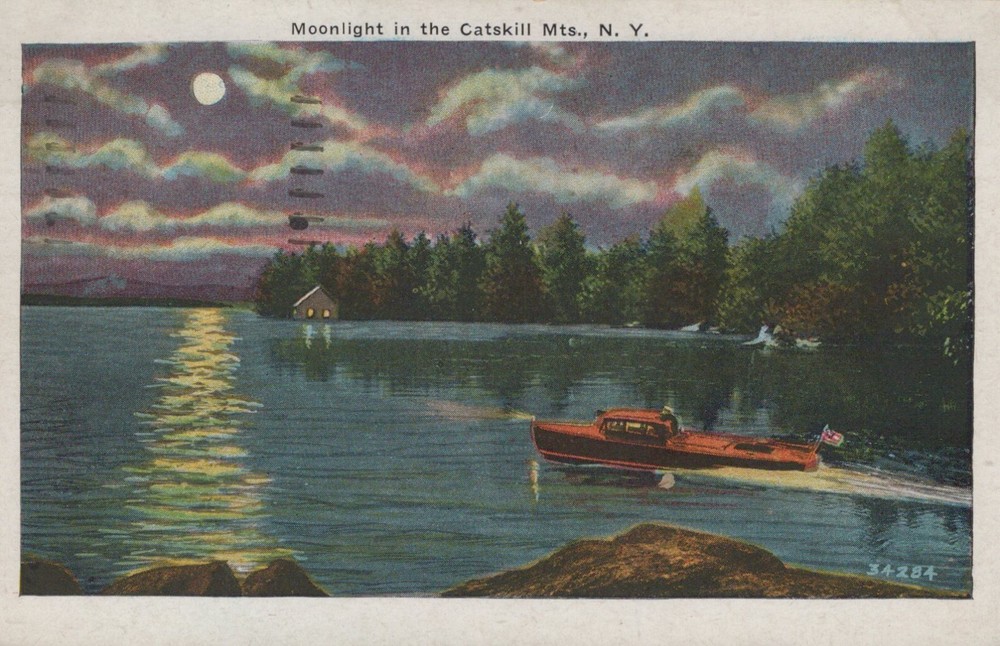 Moonlight In The Catskill Mountains New York Postcard
