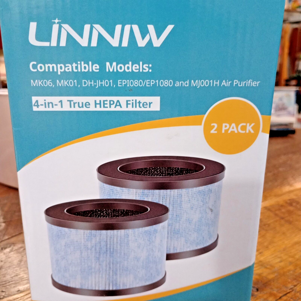 Linniw 2-Pack 4-in-1 True HEPA Carbon Replacement Filters New in Box