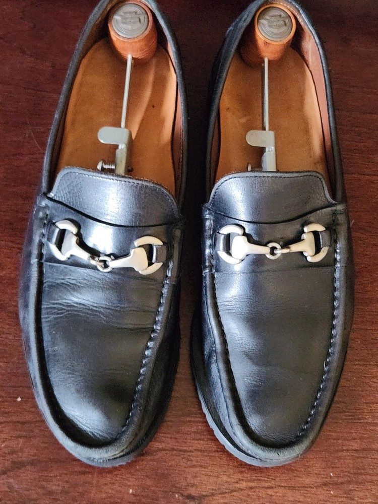 Allen Edmonds Arezzo Mens 10.5D Horse Bit Loafers Black Shoes Made In Italy