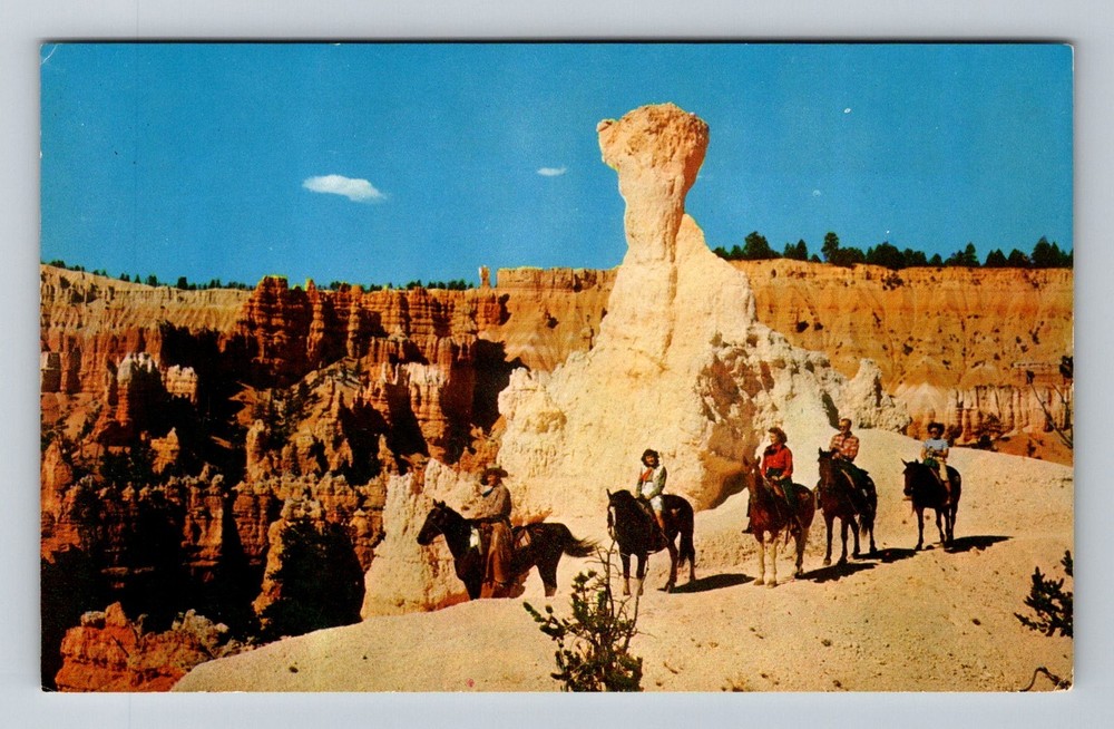 Bryce Canyon, UT-Utah, Horseback Riders by Hoodoo Formations Vintage Postcard