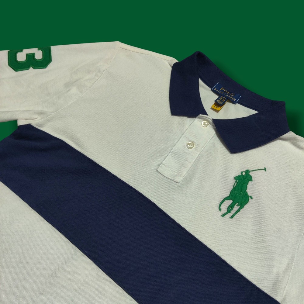 Polo Ralph Lauren Shirt Youth XL 18-20 Big Pony Rugby Preppy Colorblock Number 3
