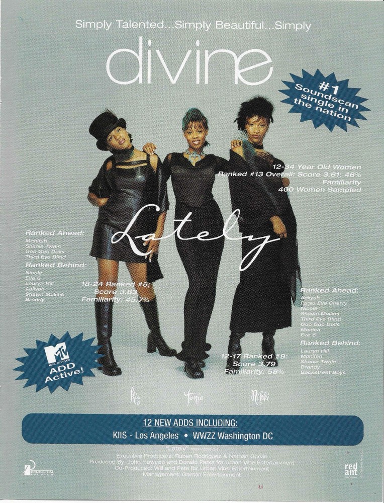 DIVINE Rare VINTAGE Lately 1998 PROMO TRADE AD Poster for Fairy MINT 8.5x11