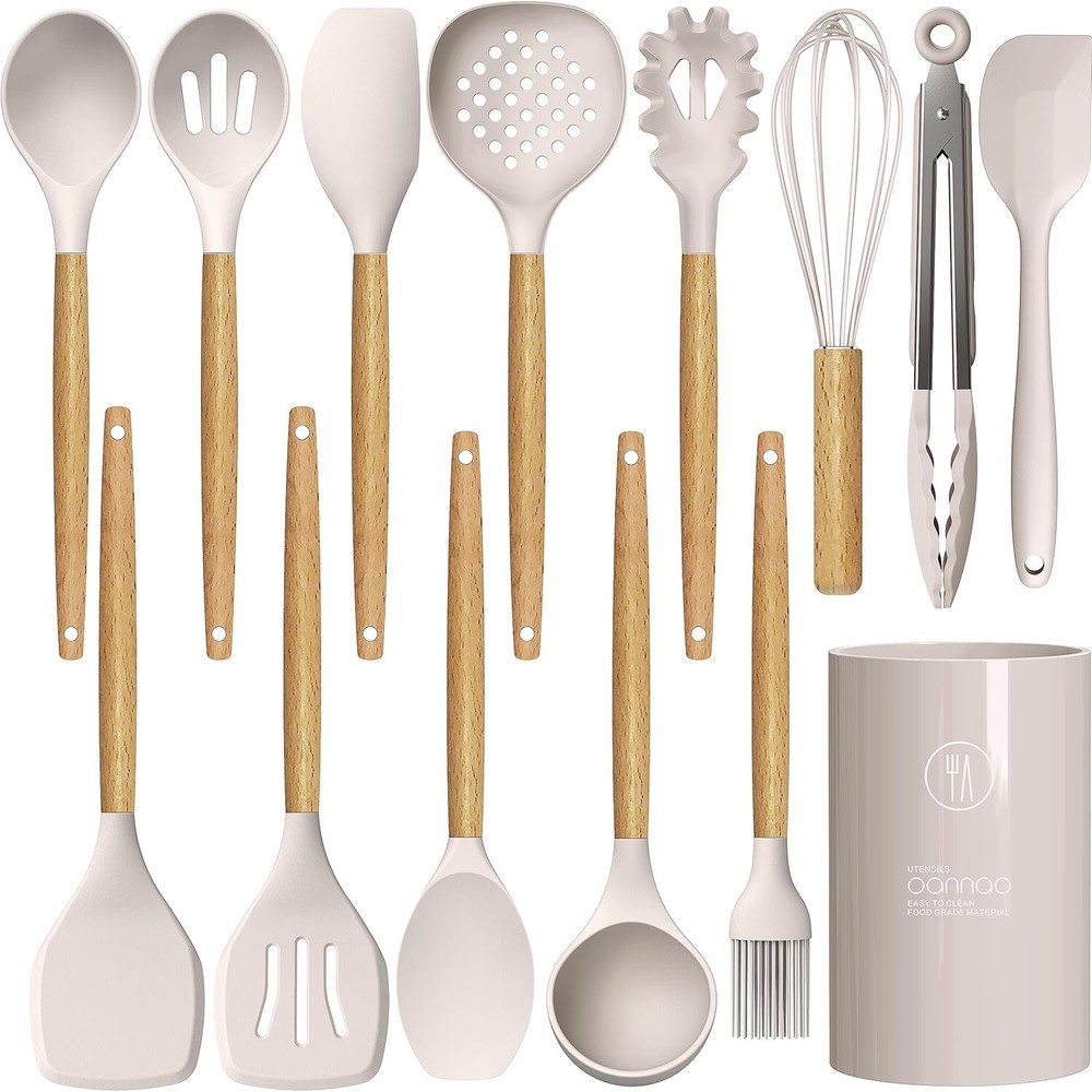 Silicone Cooking Utensils Set - 446°F Heat Resistant Silicone Kitchen Utensils w