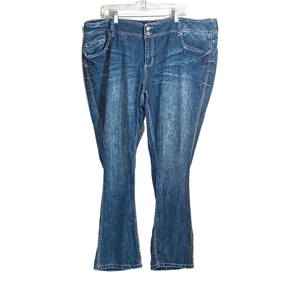 Amethyst Bootcut Jeans Womens 24 Curvy Fit High Rise Dark Wash Stretch Denim