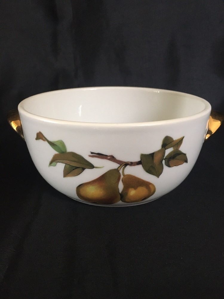 Vintage 1961 ROYAL WORCESTER Evesham Round Individual Bowl Gold Trim Handles