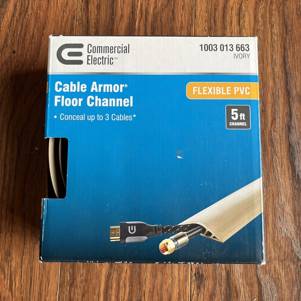 Commercial Electric A91-5V 5 ft. PVC Cable Armor Floor Cord Protector in Ivory