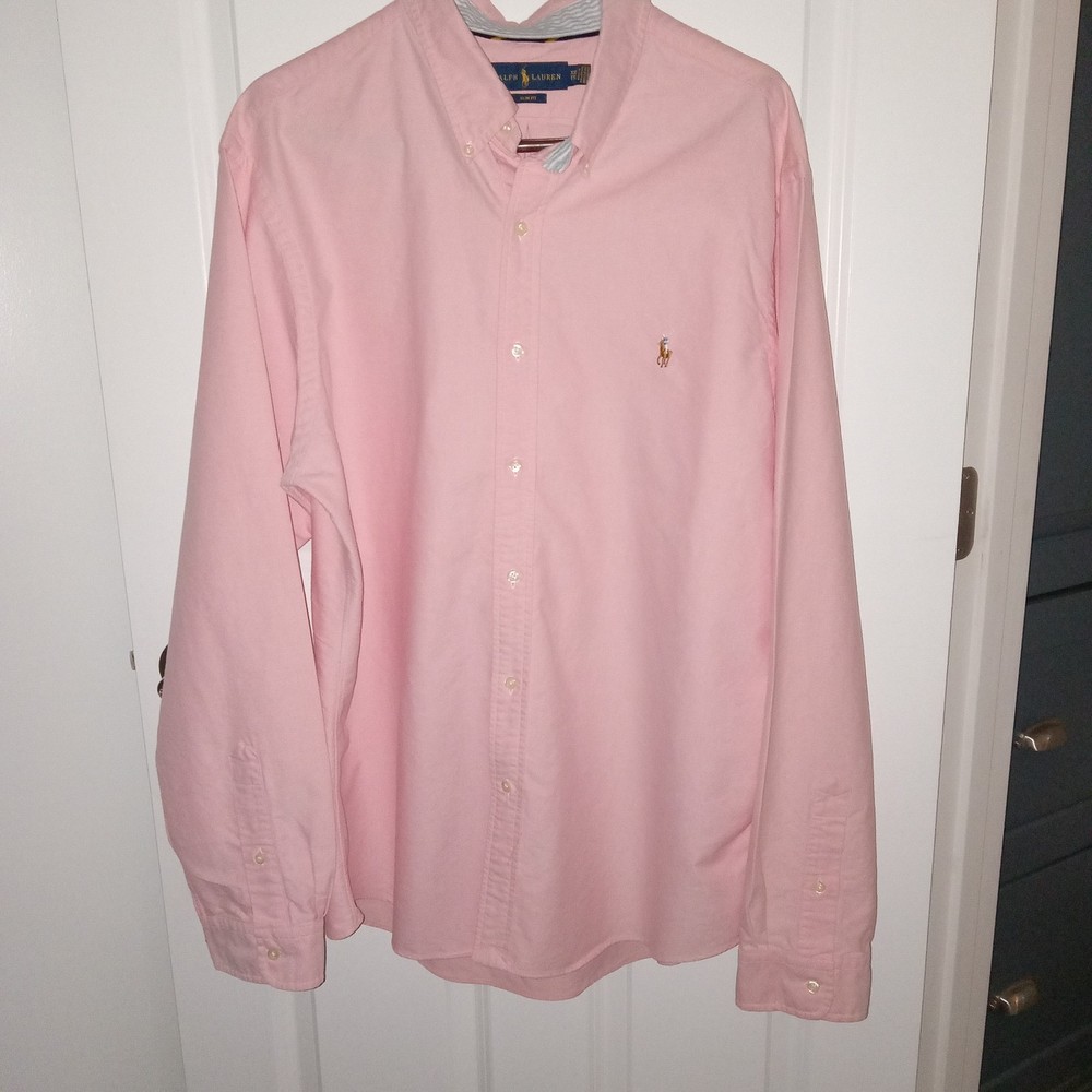 Ralph Lauren Slim Fit XXL mens Button Down Long Sleeve Shirt Lite Pink NWOT