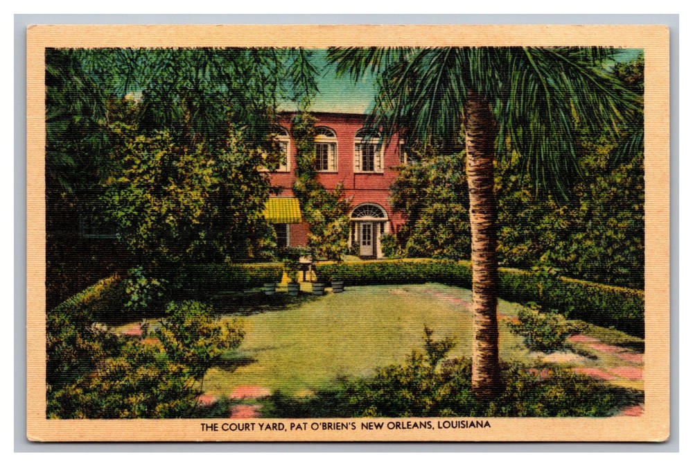 New Orleans Louisiana LA Court Yard Pat O'Brien's Linen Postcard