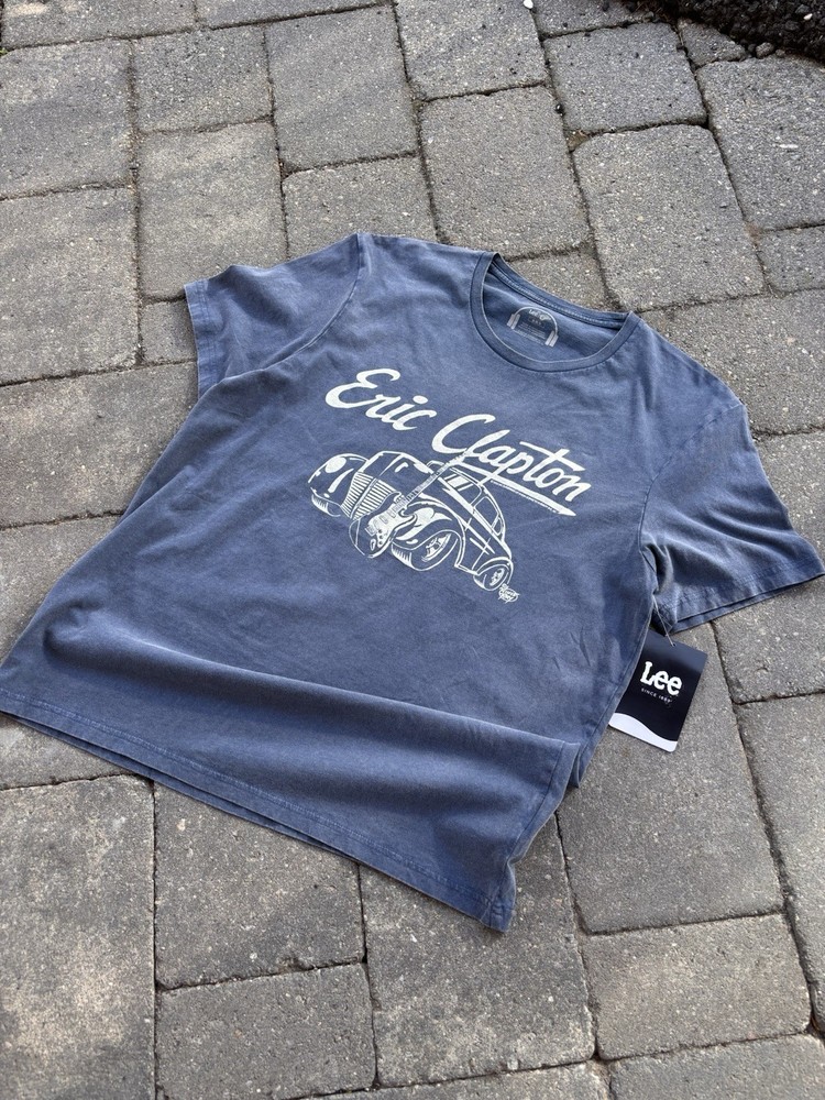 Lee short-sleeve T-shirt, crew neck. Blue Eric Clapton Tour 2010 Men's Graphic