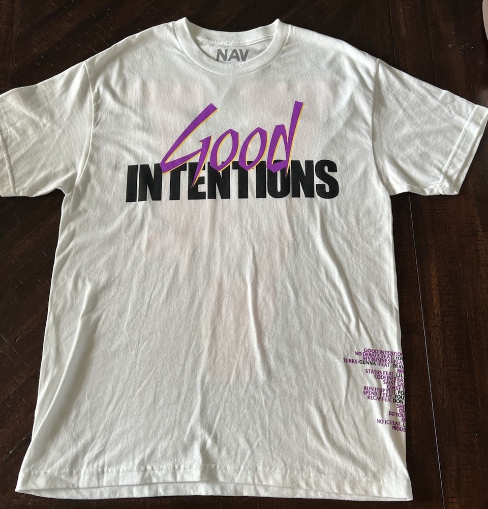 Nav x VLONE Good Intentions Doves Hip Hop Rap Tour Merch Tee in White Size L