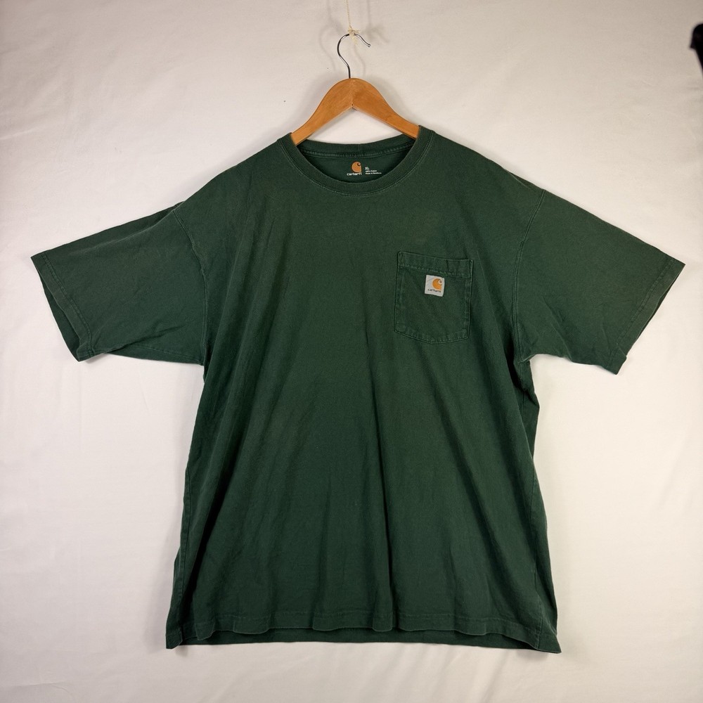 Carhartt T-Shirt Men's XL Relaxed Fit Green Short Sleeve Pocket Tee 100% Cotton