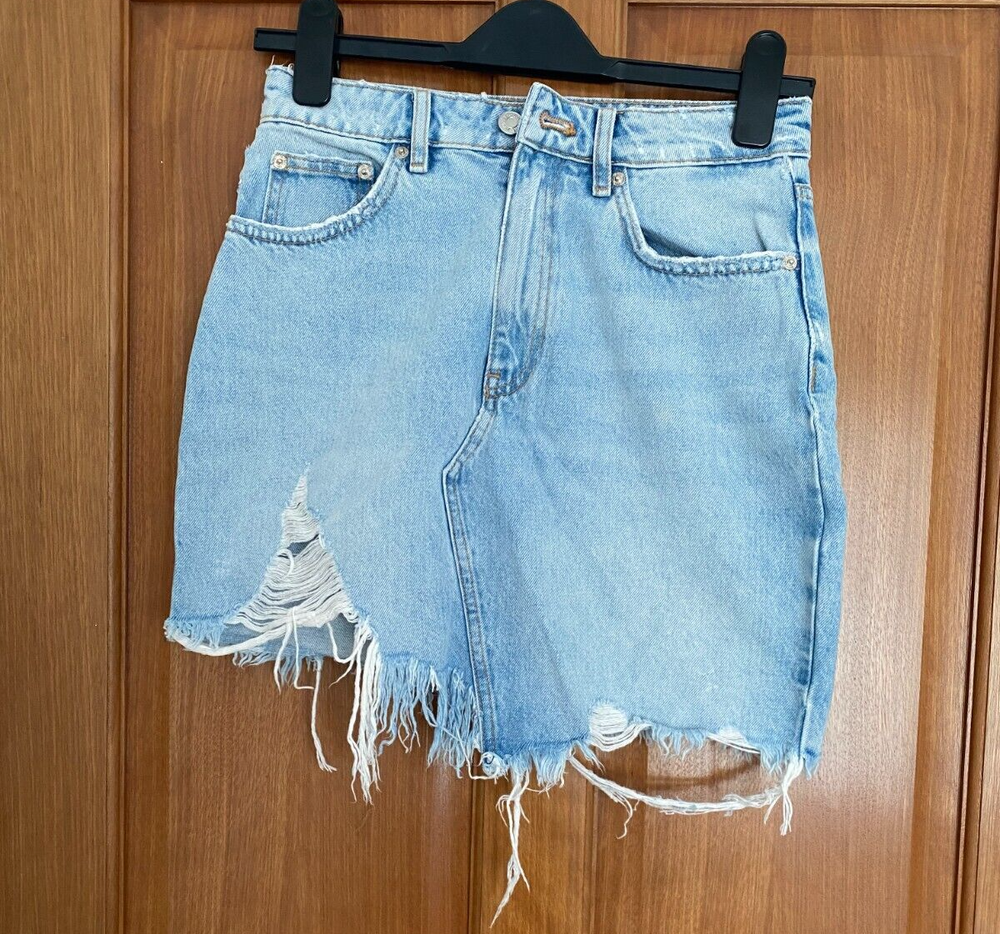 ZARA Light Blue Denim Mini Skirt Size S UK 8 EU 36