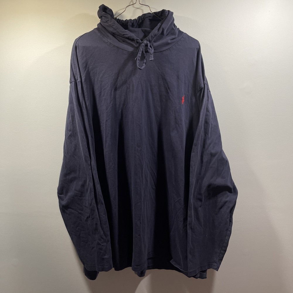 Polo Ralph Lauren Mens 3XLT Navy Blue Red Pony Long Sleeve Hooded T Shirt