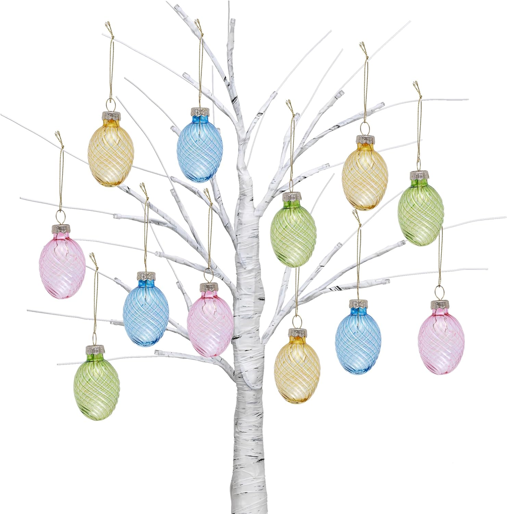 16 Pcs Textured Glass Easter Egg Ornaments 1.57