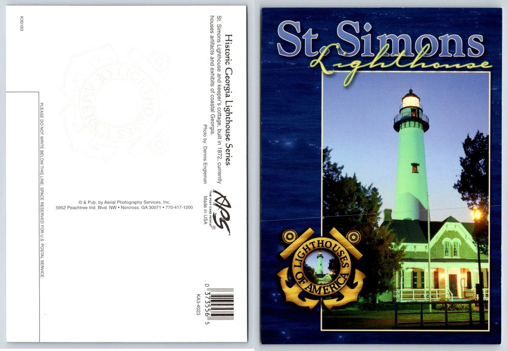 St Simons Georgia LIGHTHOUSE & KEEPERS COTTAGE Postcard V468