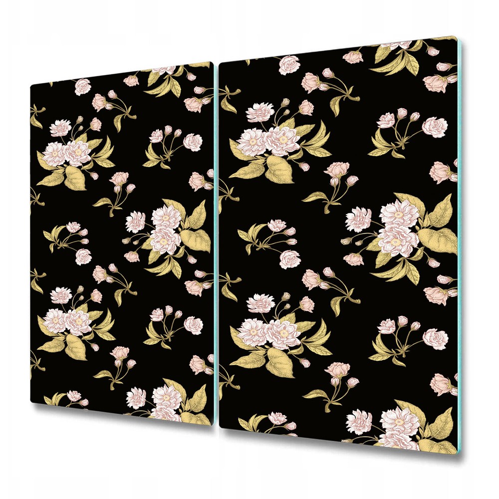 Glass Worktop Saver Dark Floral Vintage Satin Roses Blue Brown peel stick