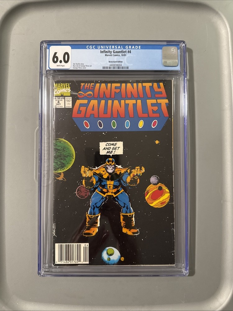 Marvel Comics Infinity Gauntlet #4 10/91 CGC 6.0 White Pages Thanos Cover