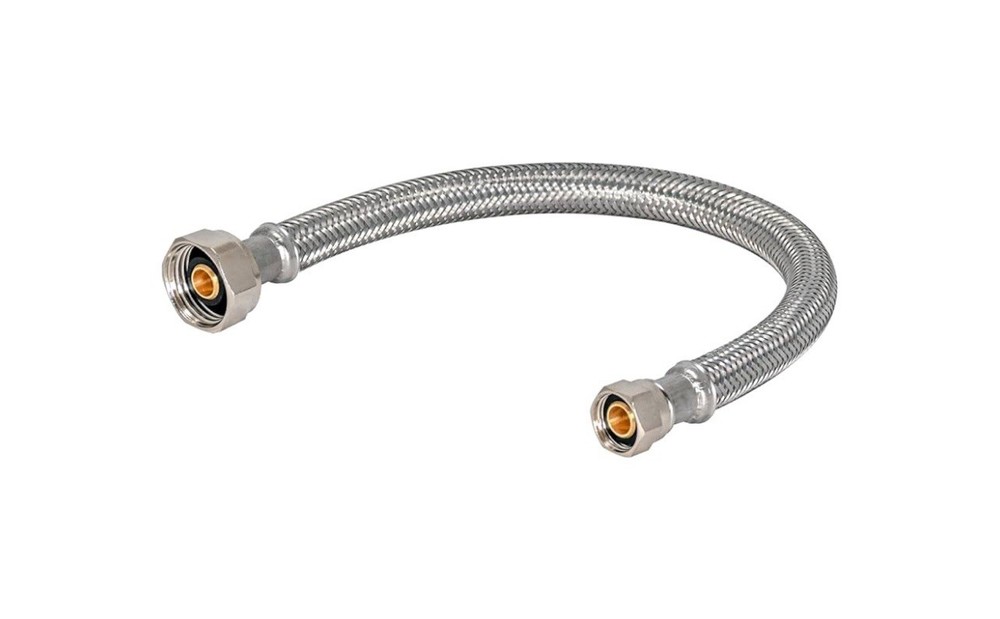 Eastman 12” Steel-Flex Faucet Connector 1/2” FIP x 3/8” Comp Stainless 48003.