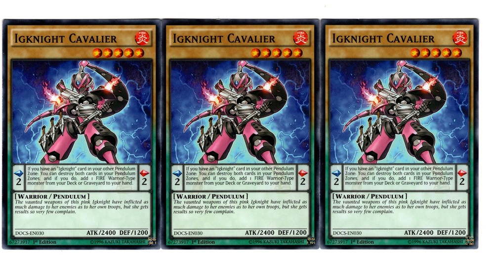 Yugioh- 3X Igknight Cavalier - Common - 1st Edition - DOCS-EN030 - Near Mint