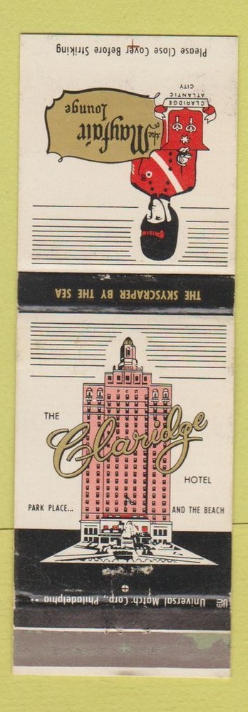 Matchbook Cover - Claridge Hotel Atlantic City NJ
