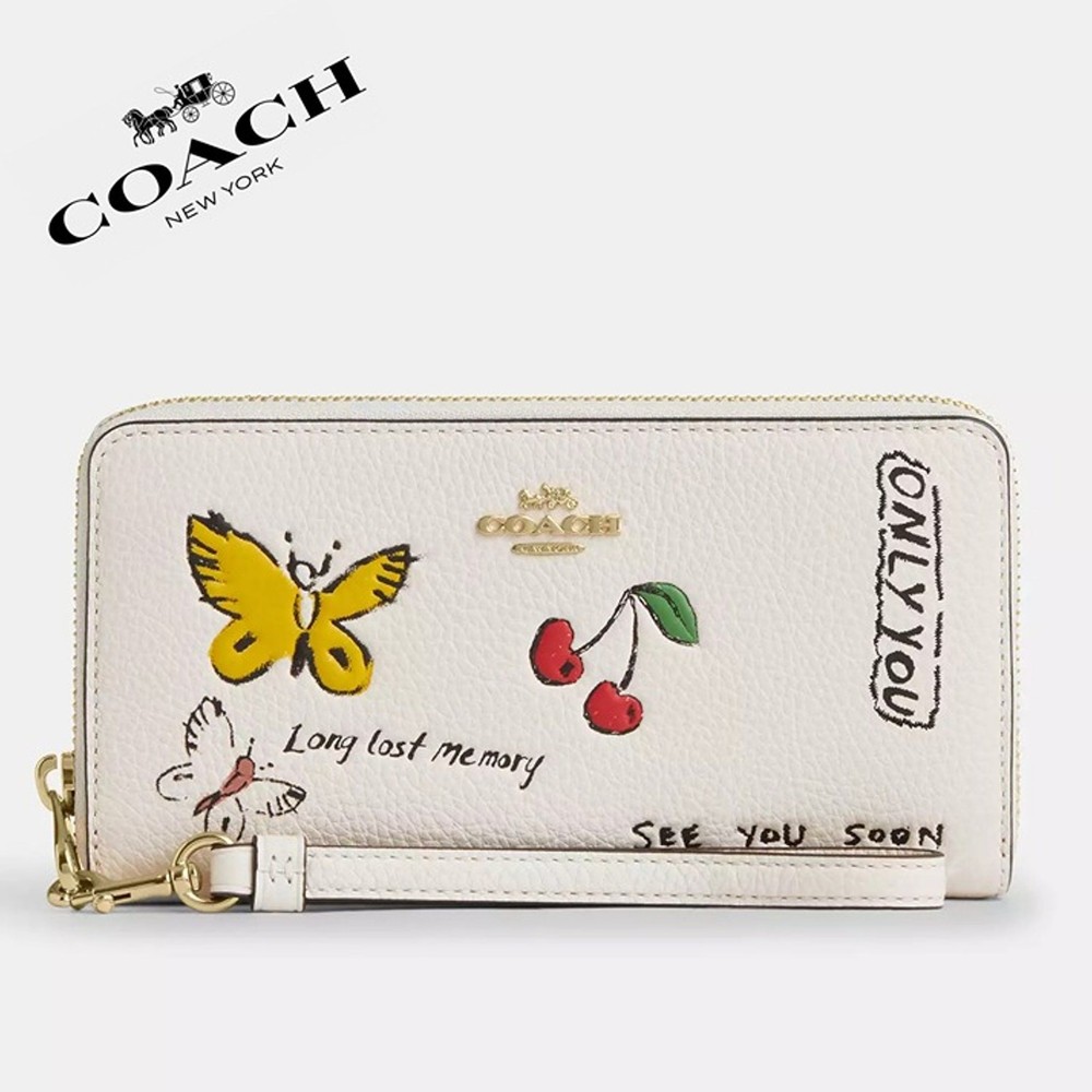 NWT ❤️ Coach Long Zip Around Wallet With Sketch Print