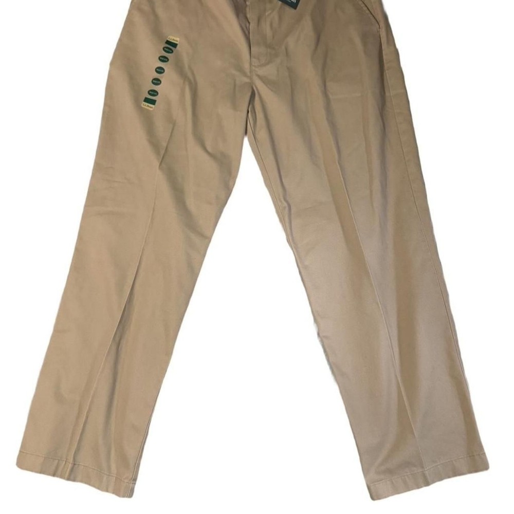 NWT L.L. Bean Wrinkle Free Comfort Waist Khaki Chinos 42x32 Dark Khaki