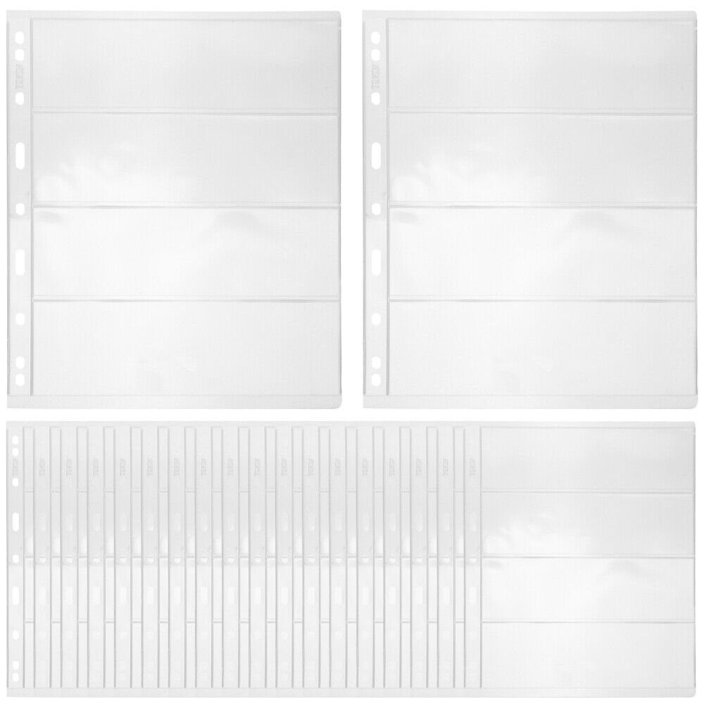 20 Sheets Stamp Hinges Transparent Banknote Sleeves PVC Pages