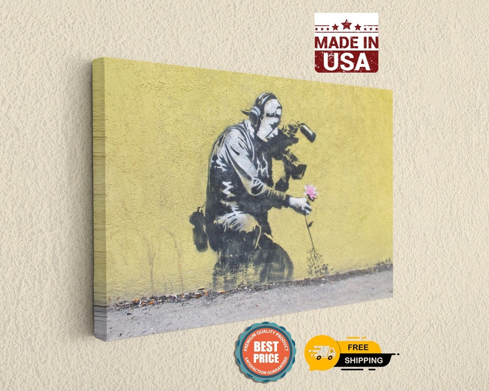 Banksy Flower Print Urban Street Art Canvas Print Museum Quality Decor