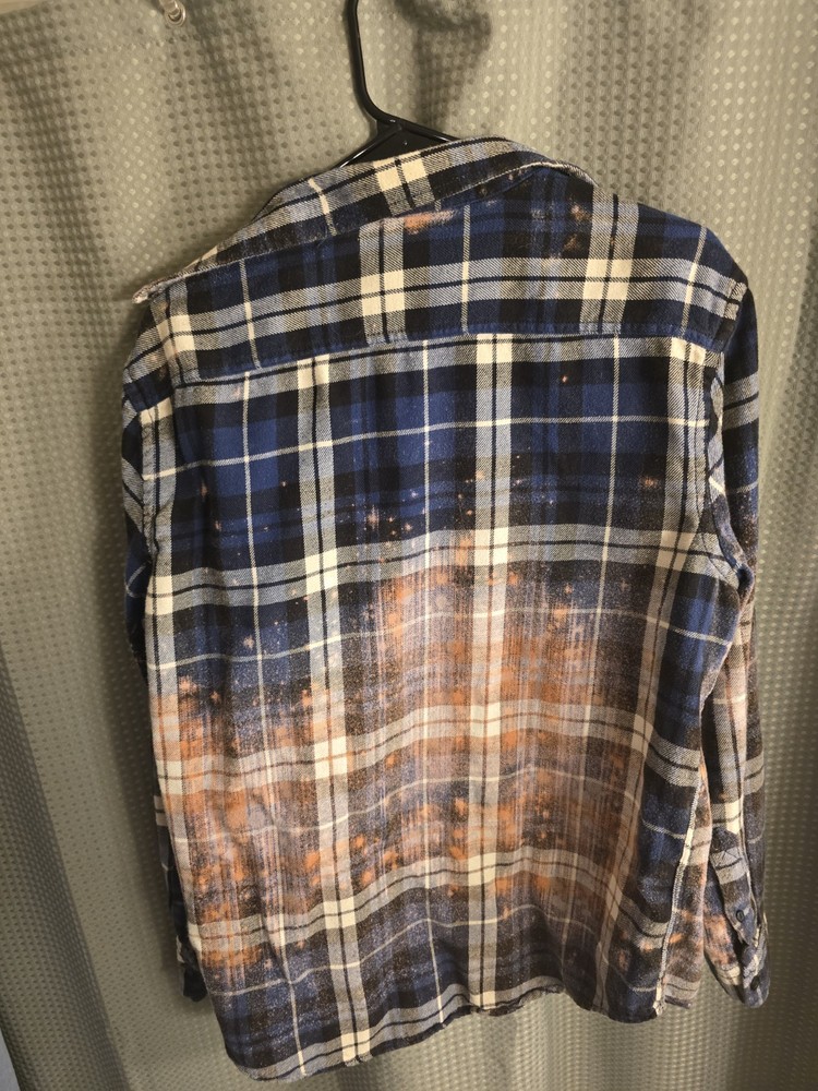American Eagle Distressed Bleach Flannel Large Grunge Punk Skater Y2K