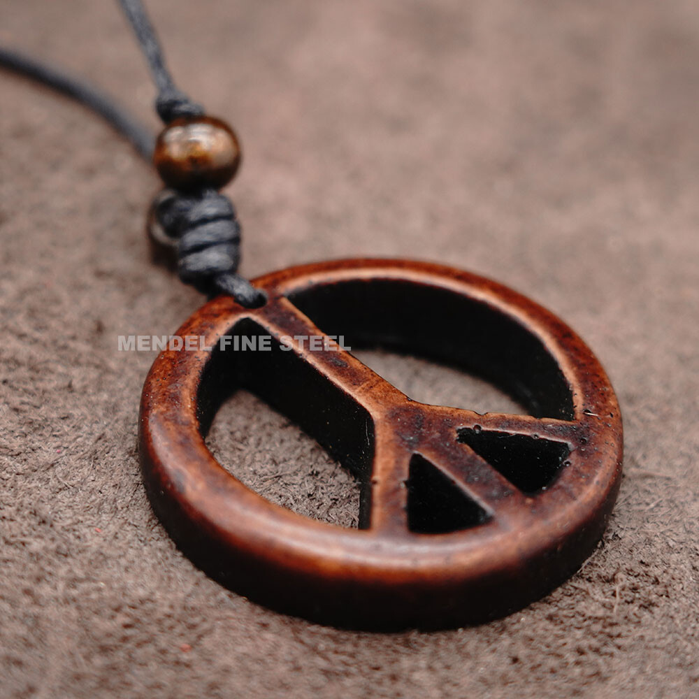 MENDEL Unisex Resin Peace Sign Pendant Necklace with Rope Chain