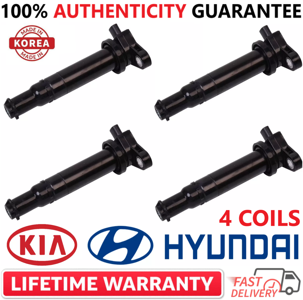 x4 OEM Hyundai x4 Ignition Coils For 2006-2011 Hyundai Kia 1.6L I4, 27301-26640