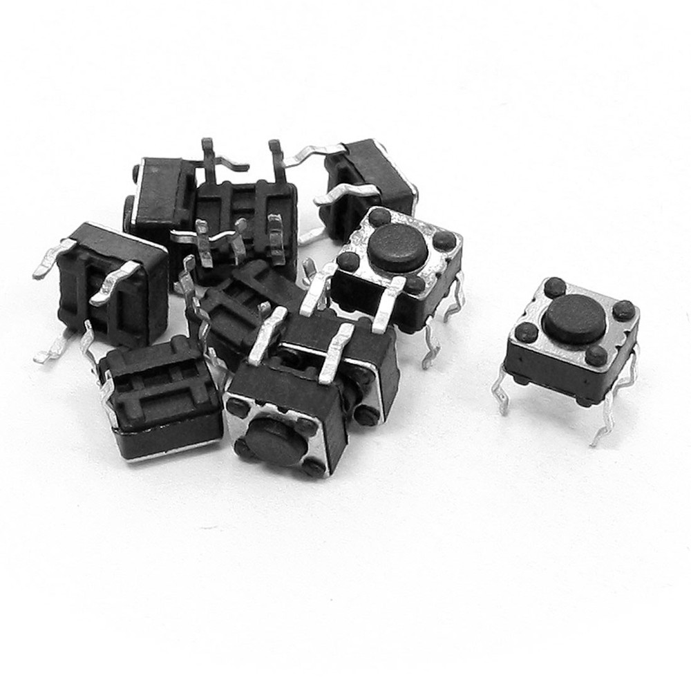 10pcs 6x6x4.5mm Round 4-Terminal DIP PCB Tactile Pushbutton Switch