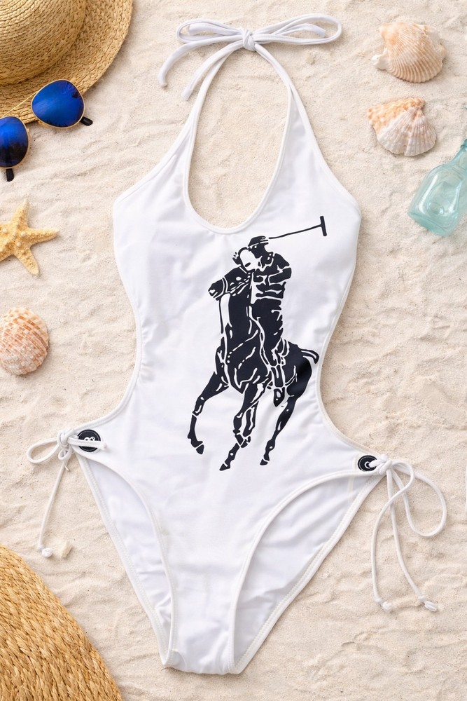 NWT Ralph Lauren White One Piece Cut Out Monokini Womans 12