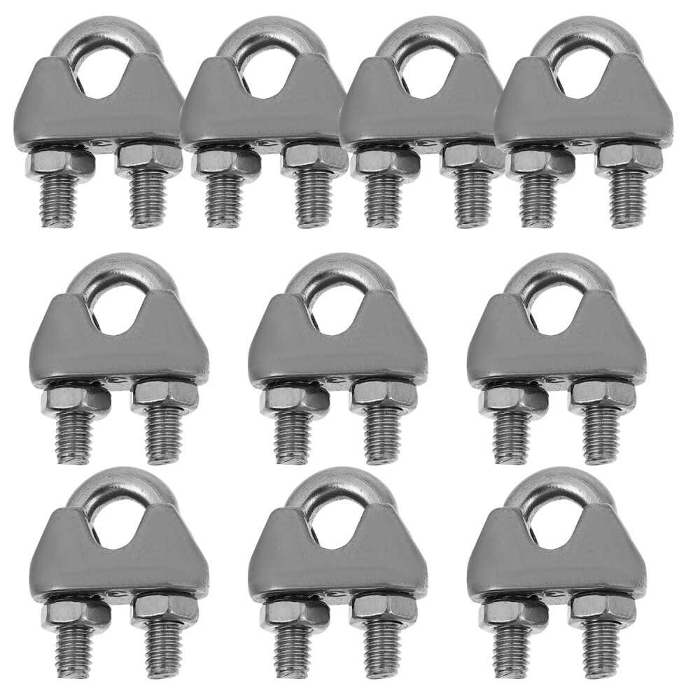 10 Pcs Loop Wire Rope Chuck -resistant Clamps U-shaped Bolt