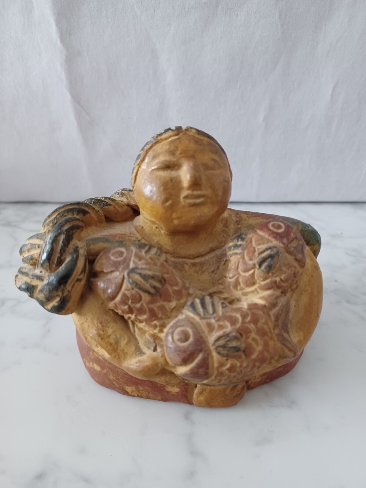 Aztec Style Primitive Statue Mexican Folk Art Abuela Central America 4x4.5