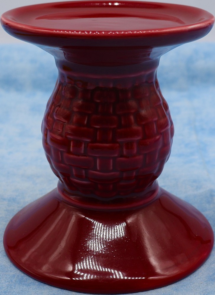 Longaberger Woven Traditions Red Pedestal Pillar Candle Holder 5.75