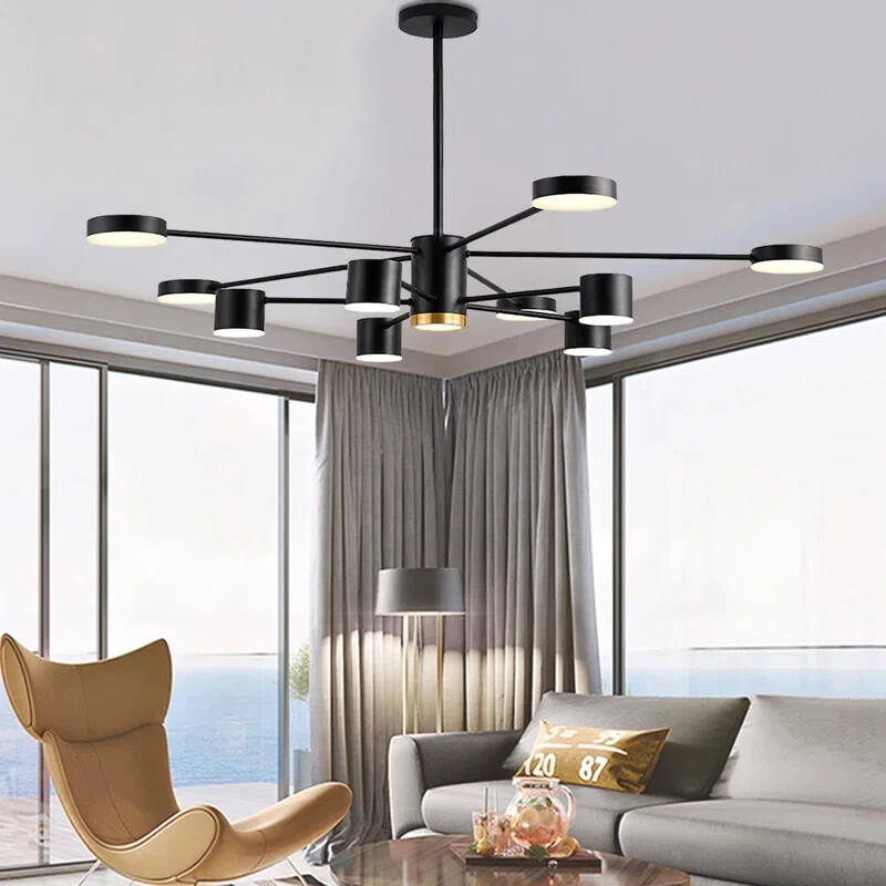 10-Light LED Sputnik Sphere Chandelier Iron Black Pendant Ceiling Lamp Lighting