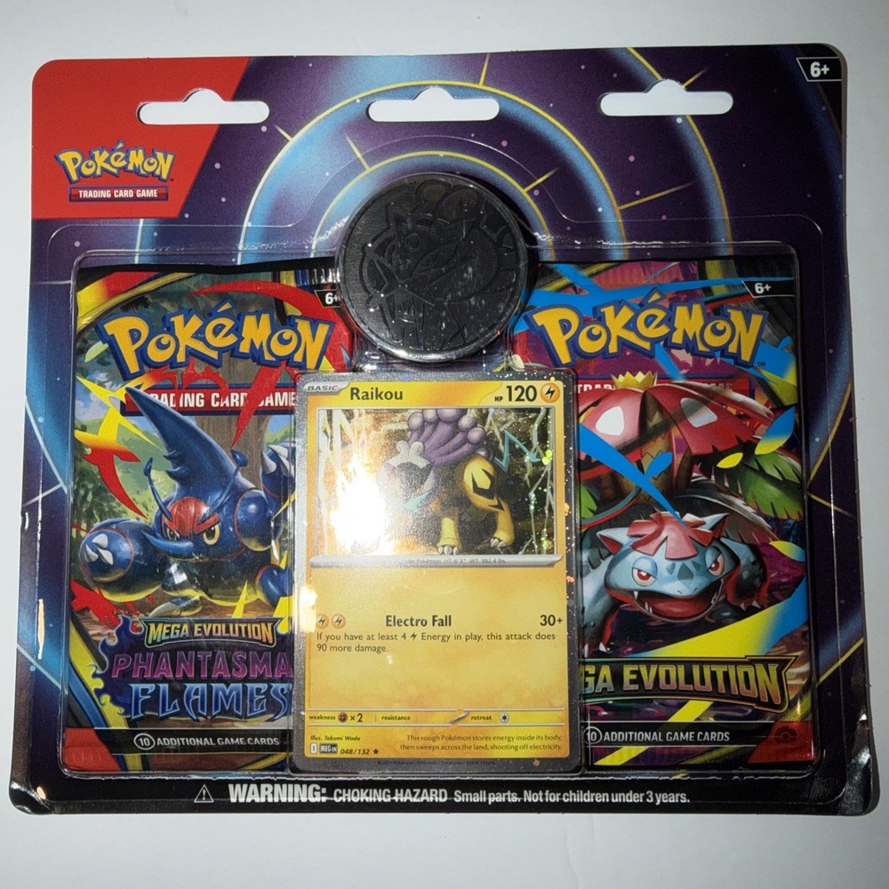 Pokémon PHANTASMAL FLAMES & MEGA EVOLUTION 2-Pack Blister - RAIKOU promo SEALED!