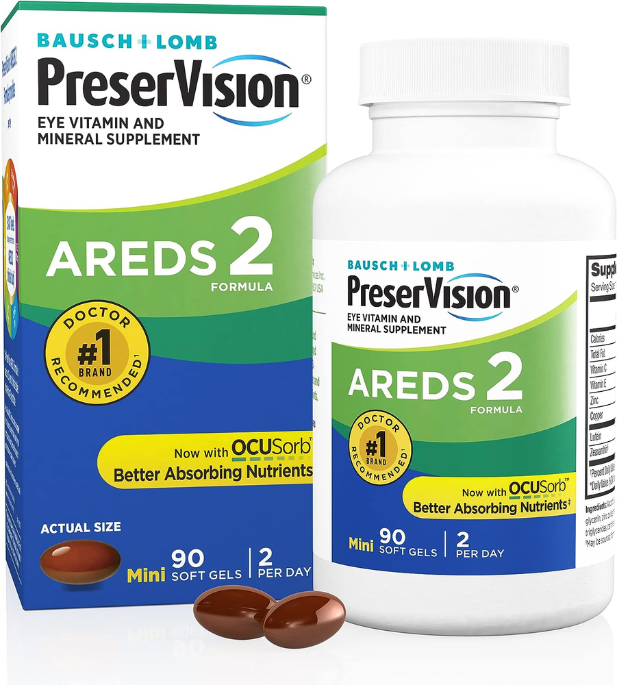 AREDS 2 Eye Vitamin & Mineral Supplement, Contains Lutein, Vitamin C, Zeaxanthin