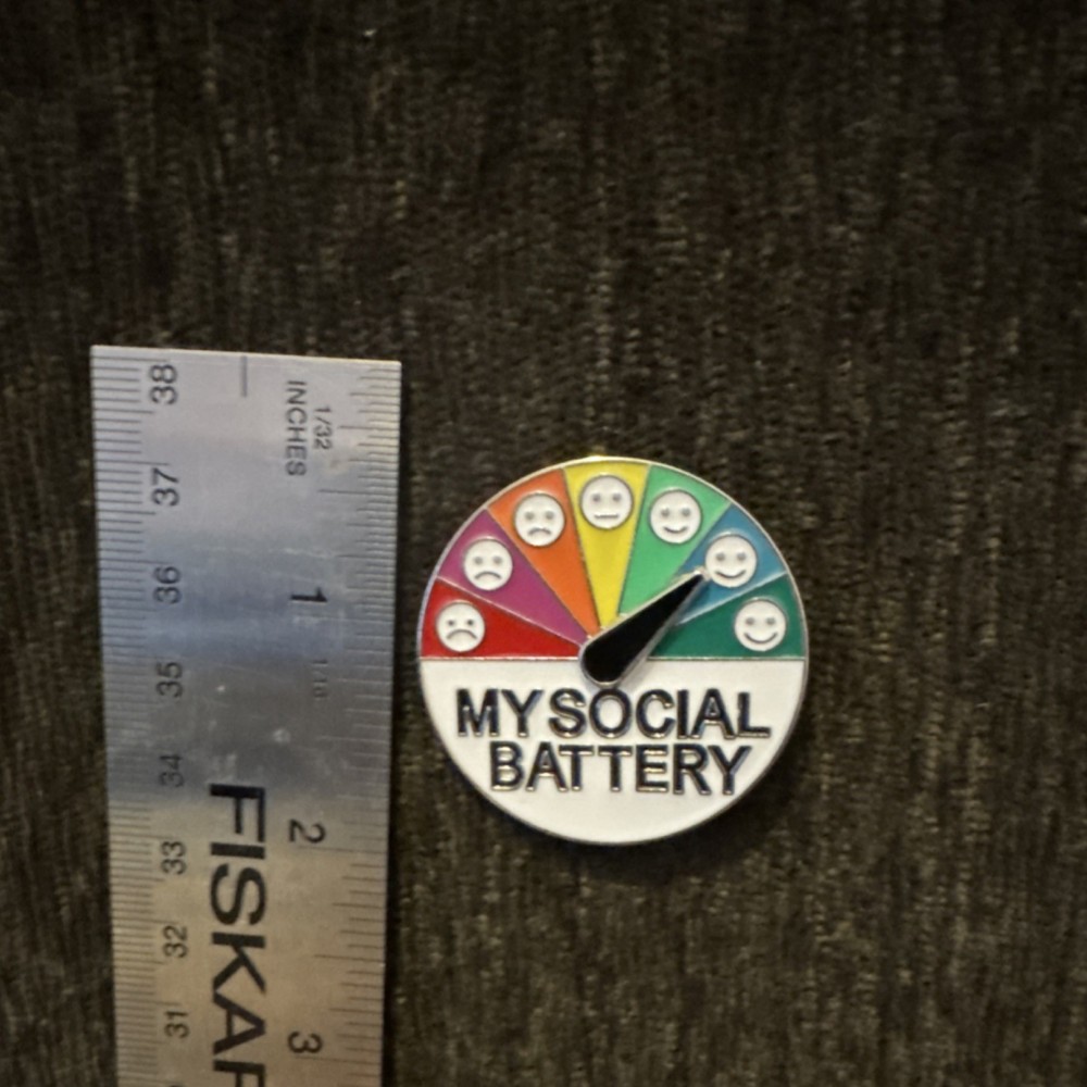 Pinback 'My Social Battery' Multicolor Round Enamel Pin