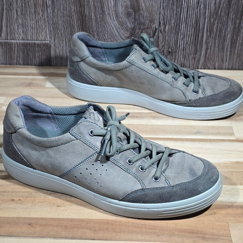 ECCO Soft 7 Sneaker Grey Nubuck Leather Size EU 44 US Men's 10-10.5 Casual