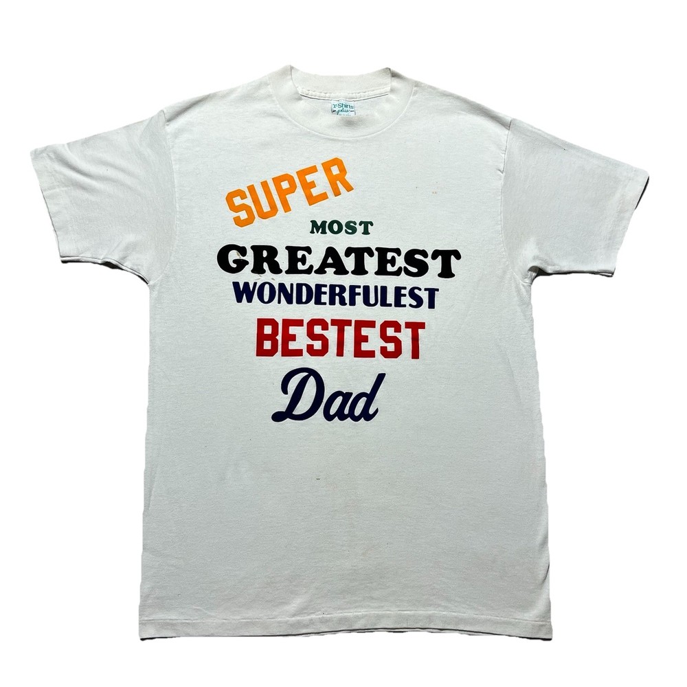 Vintage 90s Best Dad Graphic T Shirt Mens Large White Single Stitch Made in USA