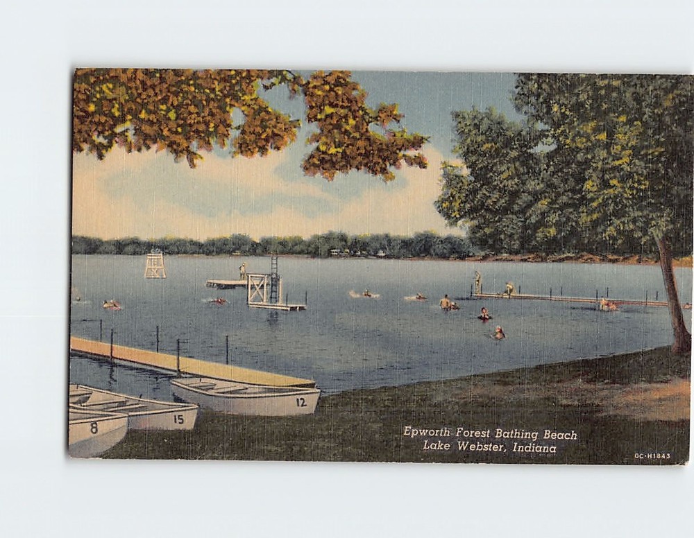 Postcard Epworth Forest Bathing Beach Lake Webster Florida USA