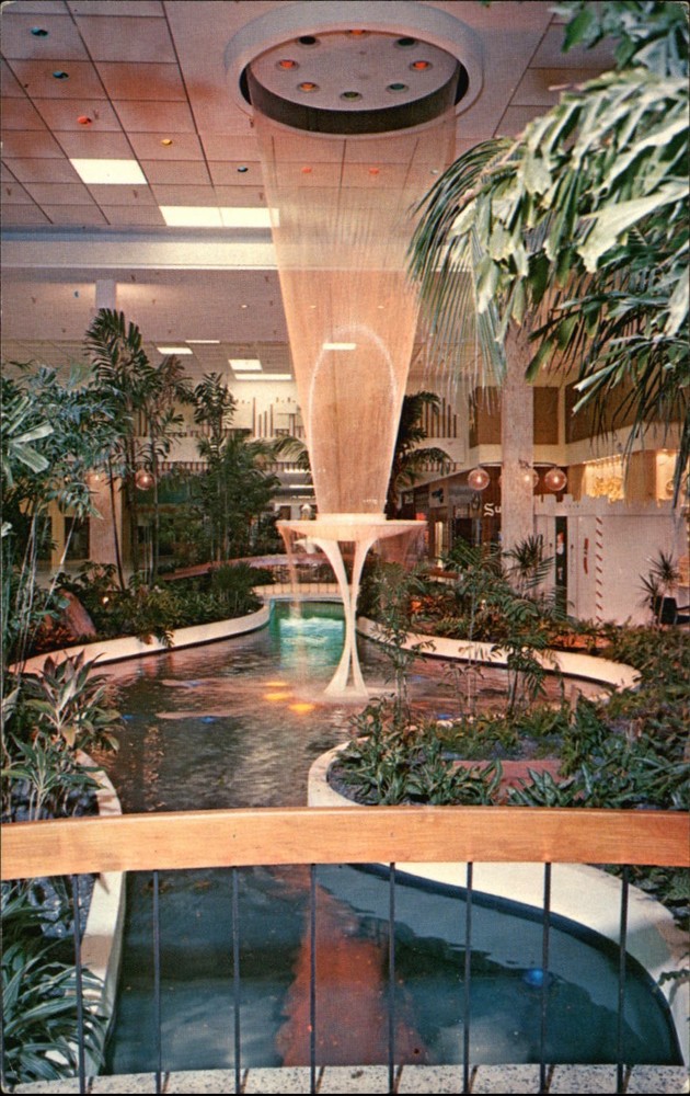 Palm Beach Mall West Palm Beach Florida waterfall vintage postcard c567