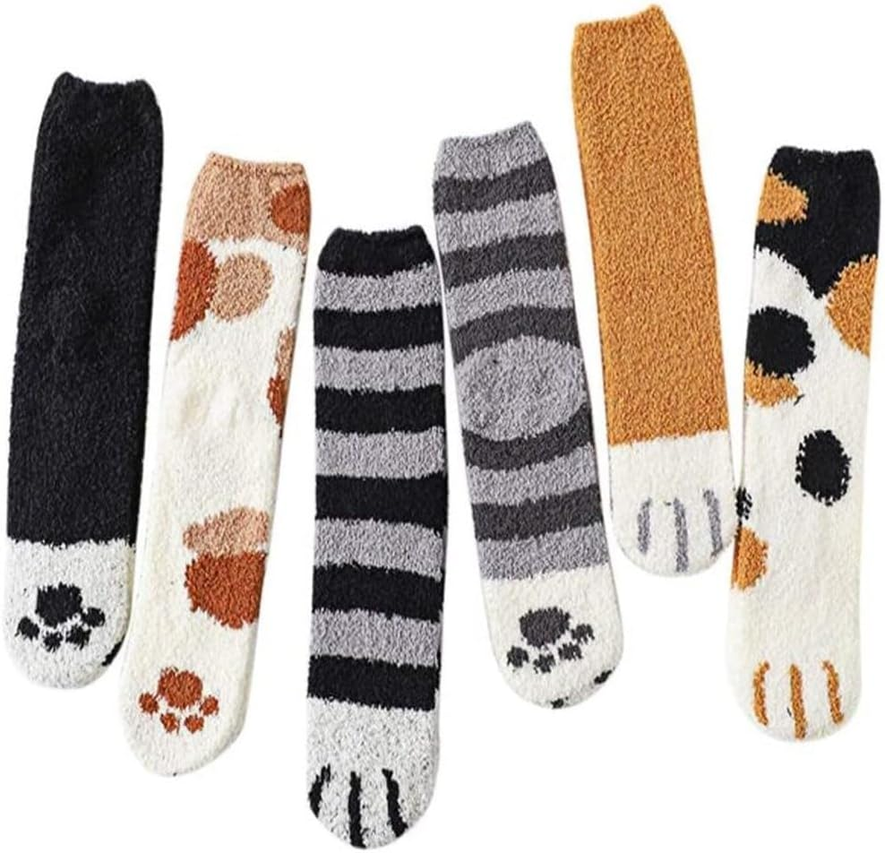 6 Pairs Womens Fuzzy Socks Winter Warm Soft Cozy Fluffy Microfiber House Sleepin
